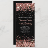 Invitation Parties scintillant d'or noir et Rose 40e annivers (Devant / Derrière)