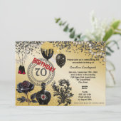 Invitation Parties scintillant d'or noir et talons hauts 70e (Debout devant)