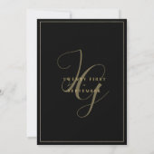 Invitation Parties scintillant d'or noir gouttes monogramme i (Dos)