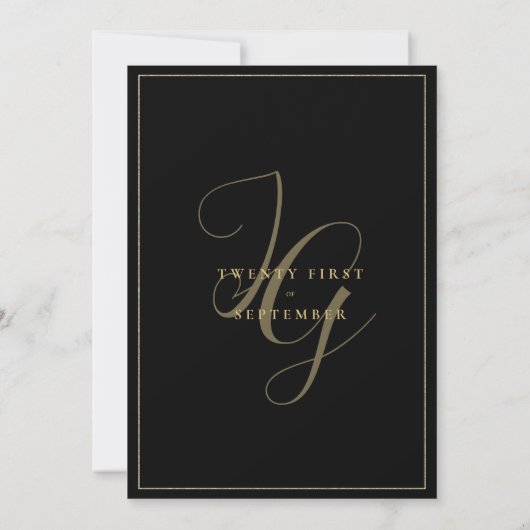 Invitation Parties scintillant d'or noir gouttes monogramme i (Dos)