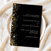 Invitation Parties scintillant d'or noir mariage de luxe mode