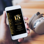 Invitation Parties scintillant d'or noir moderne 18ème annive