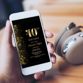 Invitation Parties scintillant d'or noir moderne 40e fête d'a