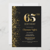 Invitation Parties scintillant d'or noir moderne 65e annivers (Devant)