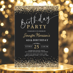 Invitation Parties scintillant d'or noir n'importe quel âge 4