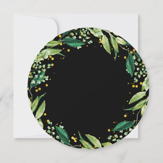 Invitation Parties scintillant d'or noir verdure Wreath Invi (Dos)