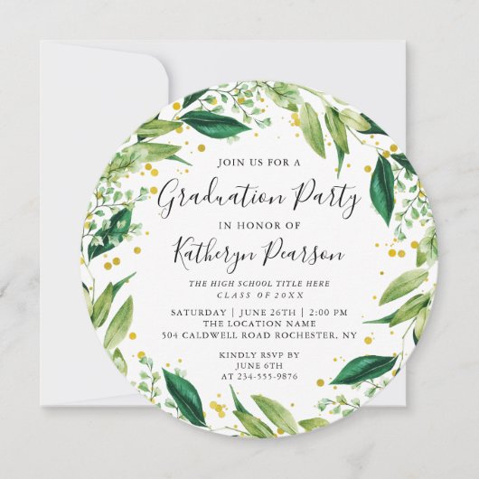 Invitation Parties scintillant d'or noir verdure Wreath Invi (Devant)