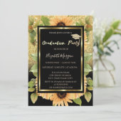 Invitation Parties scintillant d'or Ombre Tournesols (Debout devant)