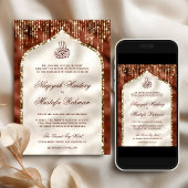 Invitation Parties scintillant d'or orange et ivoire Arch Mar