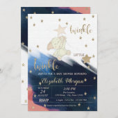 Invitation Parties scintillant d'or Ours Twinkle Baby shower  (Devant / Derrière)