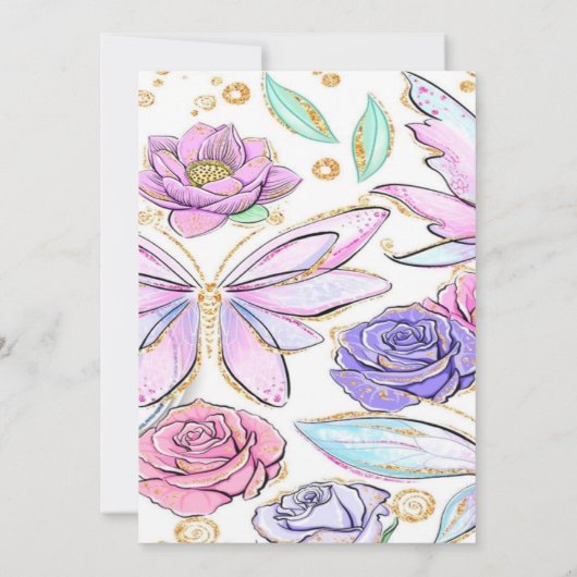 Invitation Parties scintillant d'or papillon et Baby shower F (Dos)