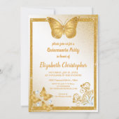 Invitation parties scintillant d'or papillon quinceanera élég (Dos)