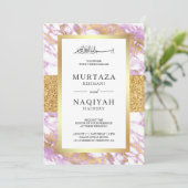 Invitation Parties scintillant d'or Pastel Lavender Marbre Ma (Debout devant)