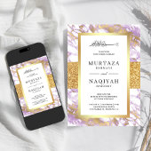 Invitation Parties scintillant d'or Pastel Lavender Marbre Ma