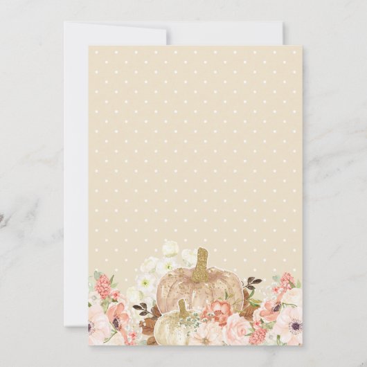 Invitation Parties scintillant d'or petit Citrouille Baby sho (Dos)