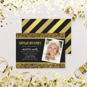 Invitation Parties scintillant d'or Photo Graduation Party In