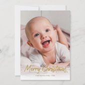 Invitation Parties scintillant d'or photo manuscrite Joyeux N (Devant)