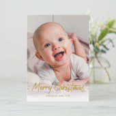 Invitation Parties scintillant d'or photo manuscrite Joyeux N (Debout devant)