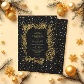 Invitation Parties scintillant d'or pin, confetti noir mariag