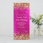 Invitation Parties scintillant d'or Pink Hot Foil 50e anniver (Debout devant)