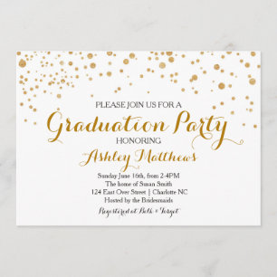 Invitation Parties scintillant d'or Points Graduation Party I