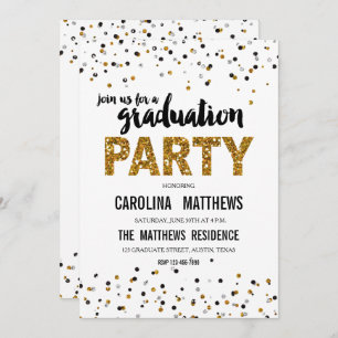 Invitation Parties scintillant d'or Polka Dot Graduation Part