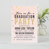 Invitation Parties scintillant d'or Polka Dot Graduation Part (Debout devant)
