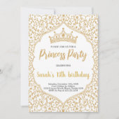 Invitation Parties scintillant d'or Princesse blanche Anniver (Devant)