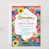 Invitation Parties scintillant d'or Quinceanera du Mexique Fl (Devant)