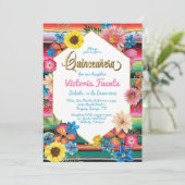 Invitation Parties scintillant d'or Quinceanera du Mexique Fl (Debout devant)
