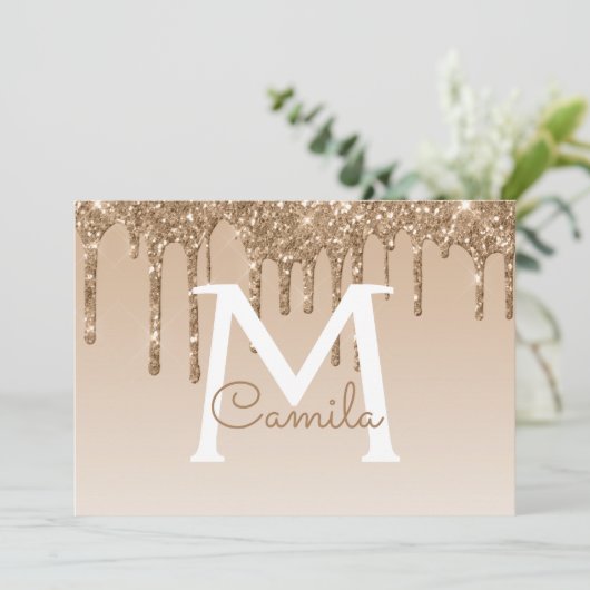 Invitation Parties scintillant d'or Quinceanera Enregistrer l (Debout devant)