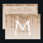Invitation Parties scintillant d'or Quinceanera Enregistrer l<br><div class="desc">Parties scintillant d'étincelle et de goutte d'or Quinceanera Célébration Monogramme Nom et initiale Enregistrer la date Anniversaire Fête Invitation. Cette invitation est parfaite pour la Gold Sparkle Parties scintillant Quinceanera Party qui cherche à célébrer en or.</div>