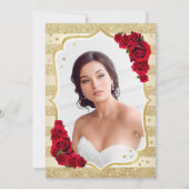 Invitation Parties scintillant d'or Quinceanera rouge (Dos)