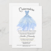 Invitation Parties scintillant d'or Quineanera Blue Gown Part (Devant / Derrière)