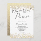 Invitation Parties scintillant d'or Récréation moderne Dîner  (Devant / Derrière)