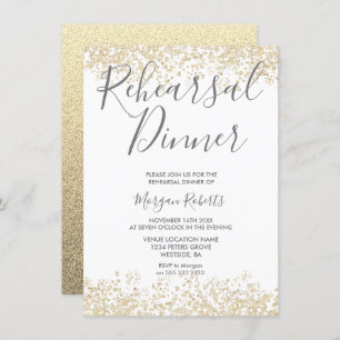 Invitation Parties scintillant d'or Récréation moderne Dîner 