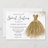 Invitation Parties scintillant d'or robe de robe d'or doux 16 (Devant)