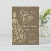 Invitation Parties scintillant d'or robe fille Couronne, Diam (Debout devant)