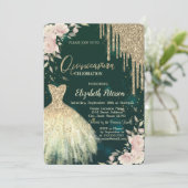 Invitation Parties scintillant d'or, Robe, Floral Green Quinc (Debout devant)