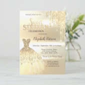 Invitation Parties scintillant d'or, Robe Sweet 16 (Debout devant)
