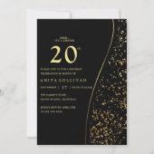 Invitation Parties scintillant d'or romantique Vingt-20e anni (Devant)