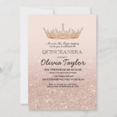 Invitation Parties scintillant d'or rose 15ème anniversaire (Devant)