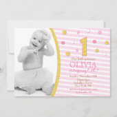 Invitation Parties scintillant d'or rose 1er anniversaire Inv (Devant)