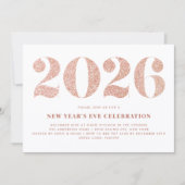 Invitation Parties scintillant d'or rose 2024 Soirée du Nouve (Devant)