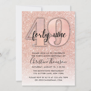 Invitation Parties scintillant d'or rose 49e anniversaire Inv