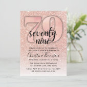 Invitation Parties scintillant d'or rose 79e anniversaire Inv (Debout devant)