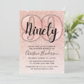 Invitation Parties scintillant d'or rose 90e anniversaire Inv (Debout devant)