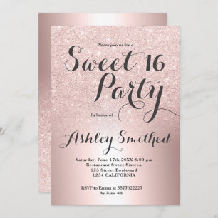 Invitation parties scintillant d'or Rose à l'ombre du papier 