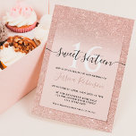 Invitation Parties scintillant d'or rose à l'ombre rose chic<br><div class="desc">Une parties scintillant en or rose girly, élégante et chic ombre scintillants et cadre géométrique douce invitation à la fête de 16 ans, sur un arrière - plan rose pastel souple et modifiable et une police de script moderne et élégante, c'est parfait pour une soirée élégante., ajoutez votre photo à...</div>