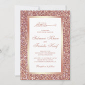 Invitation Parties scintillant d'or rose blanc musulman Maria (Devant)